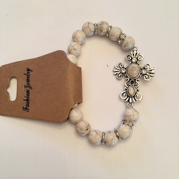 Sideways Cross Semiprecious Stone Bracelets - Picture 3 of 4